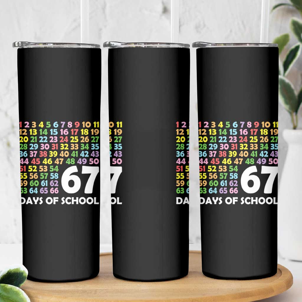 67 Days of School Skinny Tumbler Colorful Countdown Grid Milestone Classroom Fun - Wonder Print Shop