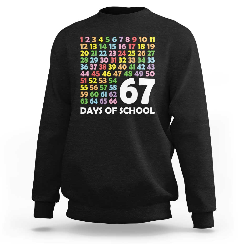 67 Days of School Sweatshirt Colorful Countdown Grid Milestone Classroom Fun - Wonder Print Shop