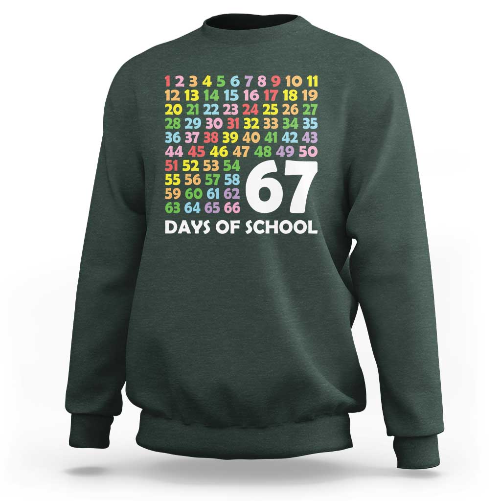 67 Days of School Sweatshirt Colorful Countdown Grid Milestone Classroom Fun - Wonder Print Shop