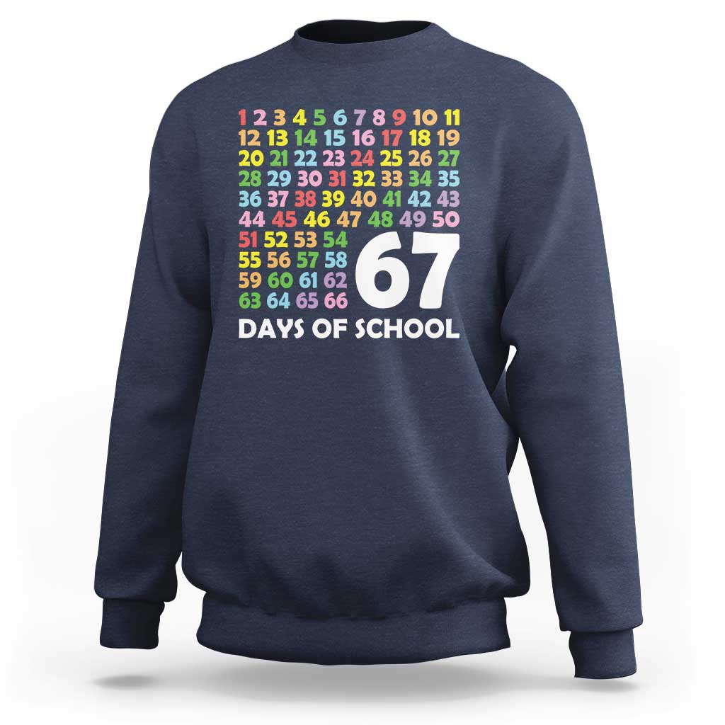 67 Days of School Sweatshirt Colorful Countdown Grid Milestone Classroom Fun - Wonder Print Shop