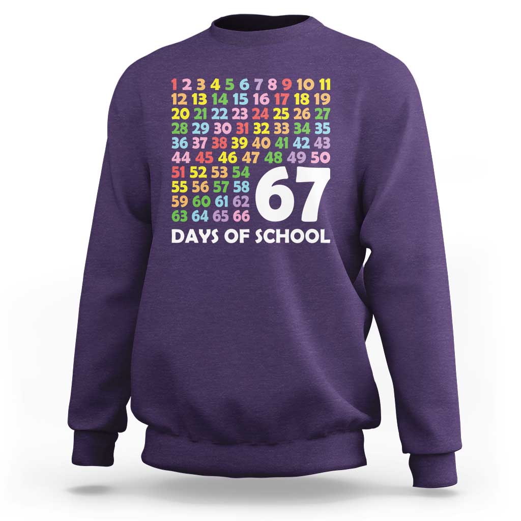 67 Days of School Sweatshirt Colorful Countdown Grid Milestone Classroom Fun - Wonder Print Shop