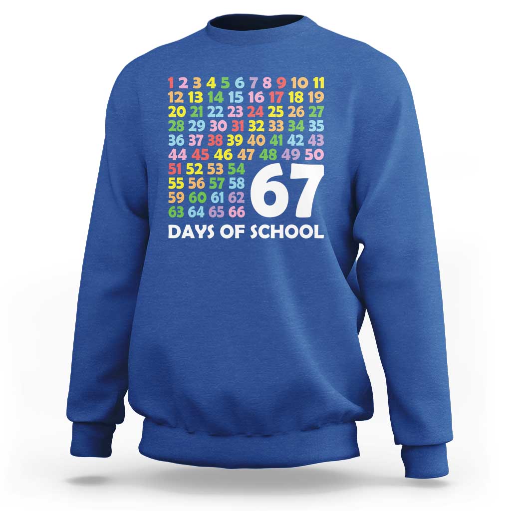 67 Days of School Sweatshirt Colorful Countdown Grid Milestone Classroom Fun - Wonder Print Shop