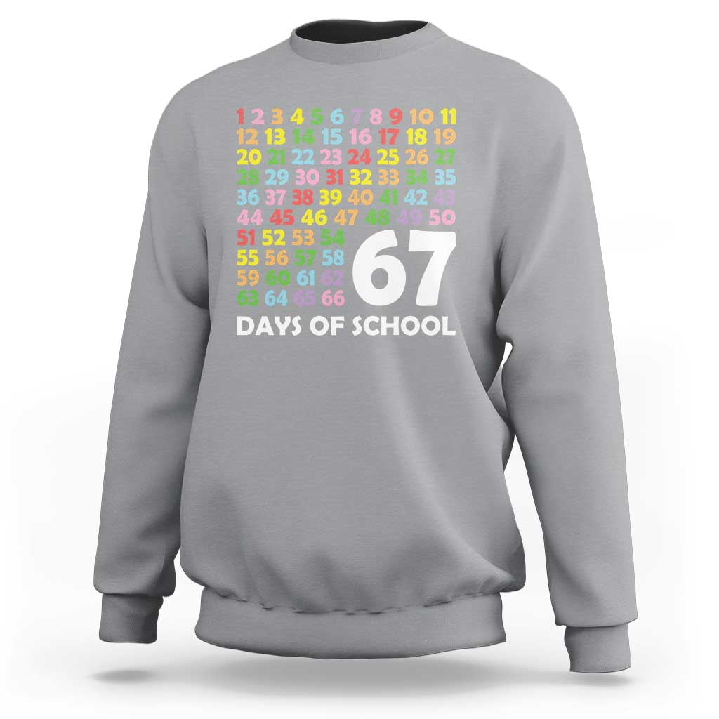 67 Days of School Sweatshirt Colorful Countdown Grid Milestone Classroom Fun - Wonder Print Shop