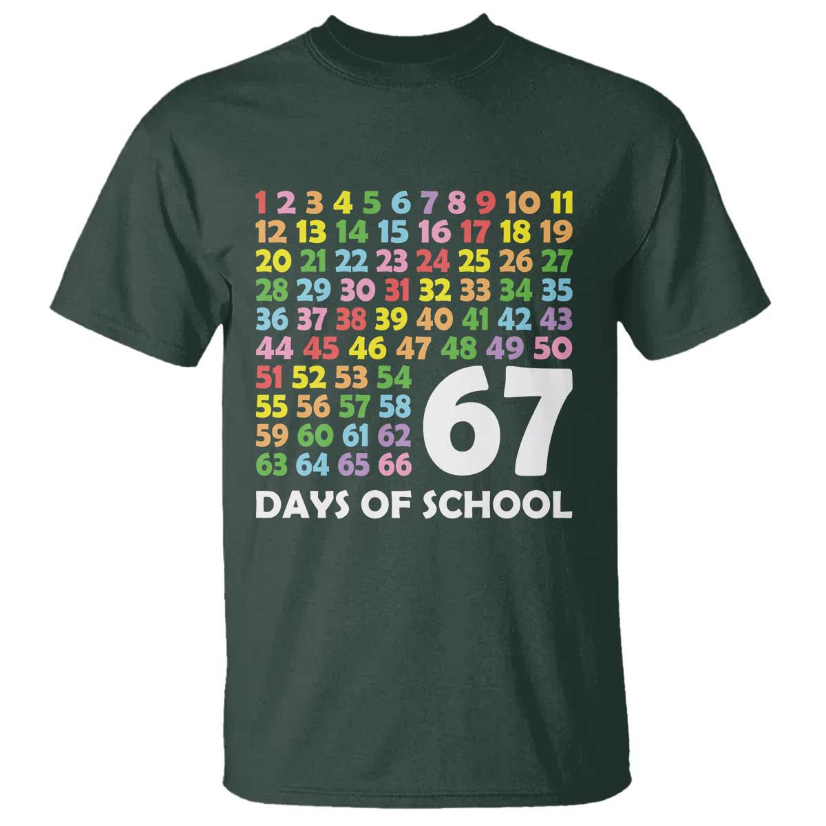 67 Days of School T Shirt Colorful Countdown Grid Milestone Classroom Fun - Wonder Print Shop