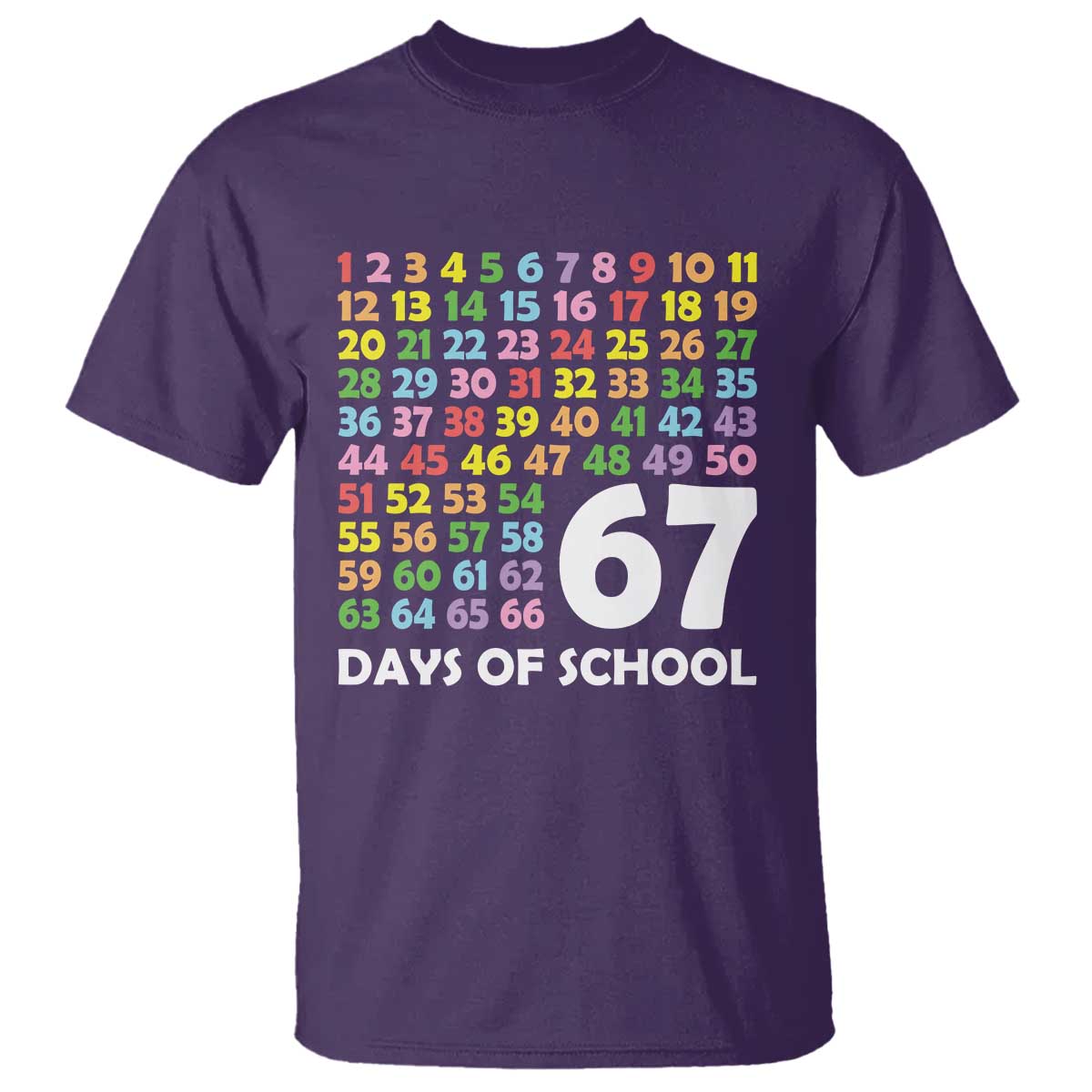 67 Days of School T Shirt Colorful Countdown Grid Milestone Classroom Fun - Wonder Print Shop