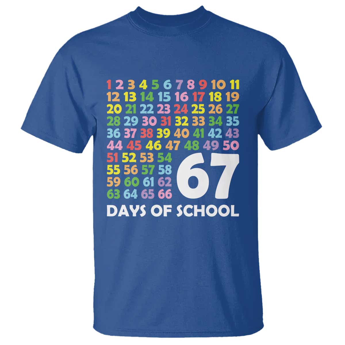 67 Days of School T Shirt Colorful Countdown Grid Milestone Classroom Fun - Wonder Print Shop