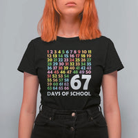 67 Days of School T Shirt For Women Colorful Countdown Grid Milestone Classroom Fun - Wonder Print Shop