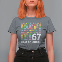 67 Days of School T Shirt For Women Colorful Countdown Grid Milestone Classroom Fun - Wonder Print Shop