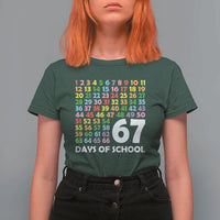 67 Days of School T Shirt For Women Colorful Countdown Grid Milestone Classroom Fun - Wonder Print Shop