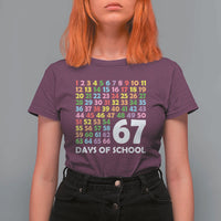 67 Days of School T Shirt For Women Colorful Countdown Grid Milestone Classroom Fun - Wonder Print Shop