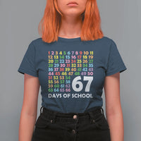 67 Days of School T Shirt For Women Colorful Countdown Grid Milestone Classroom Fun - Wonder Print Shop