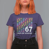 67 Days of School T Shirt For Women Colorful Countdown Grid Milestone Classroom Fun - Wonder Print Shop