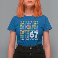 67 Days of School T Shirt For Women Colorful Countdown Grid Milestone Classroom Fun - Wonder Print Shop
