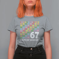 67 Days of School T Shirt For Women Colorful Countdown Grid Milestone Classroom Fun - Wonder Print Shop