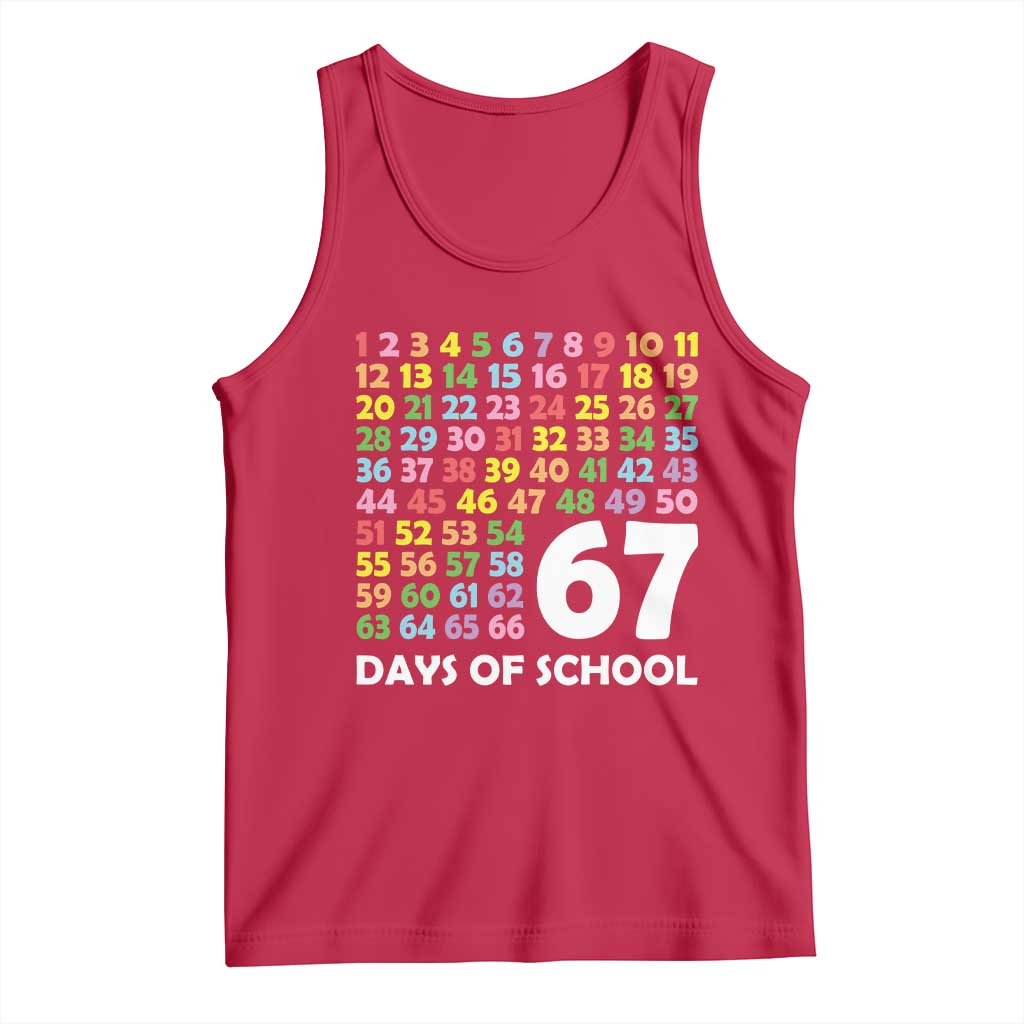67 Days of School Tank Top Colorful Countdown Grid Milestone Classroom Fun - Wonder Print Shop