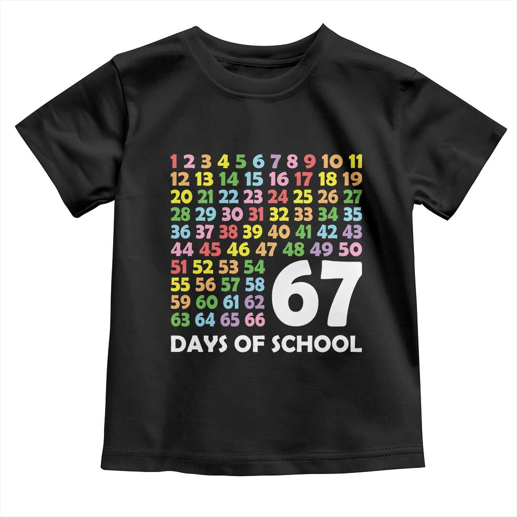 67 Days of School Toddler T Shirt Colorful Countdown Grid Milestone Classroom Fun - Wonder Print Shop