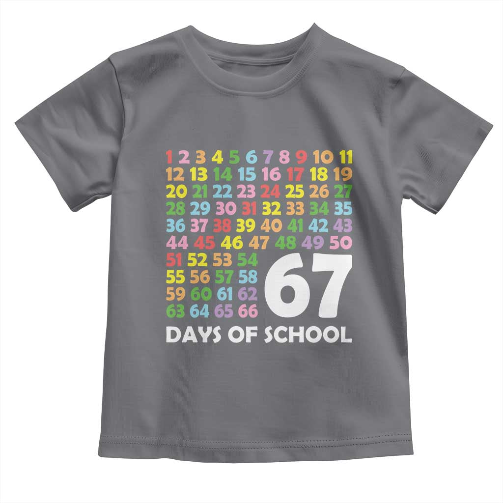 67 Days of School Toddler T Shirt Colorful Countdown Grid Milestone Classroom Fun - Wonder Print Shop