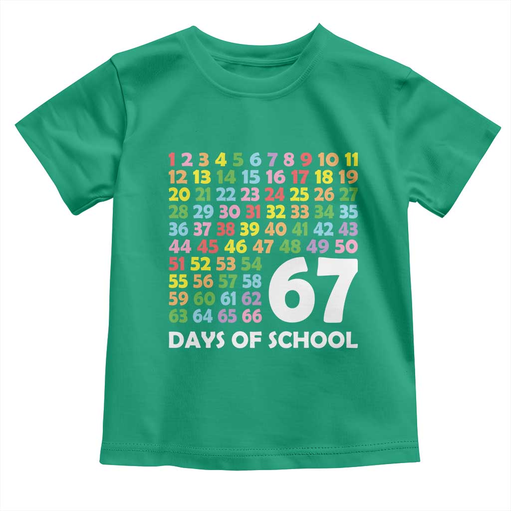 67 Days of School Toddler T Shirt Colorful Countdown Grid Milestone Classroom Fun - Wonder Print Shop