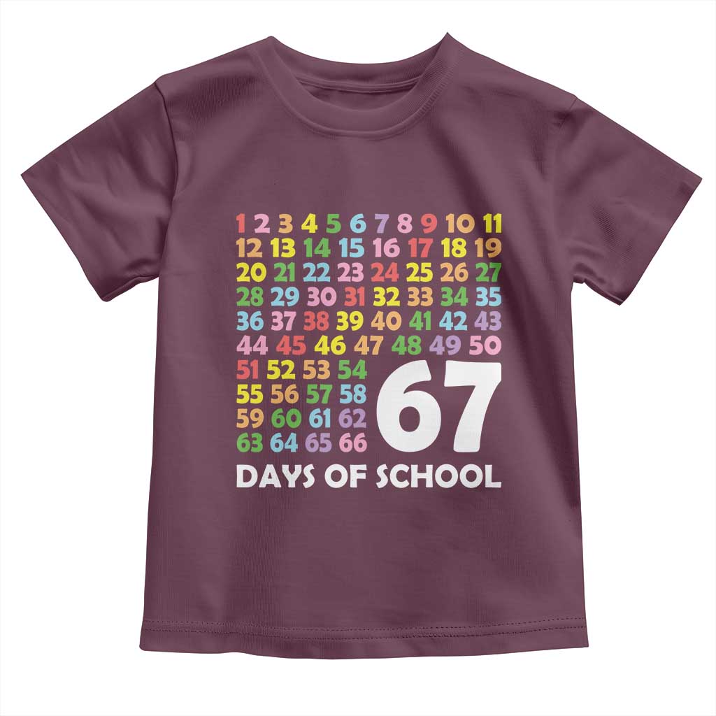 67 Days of School Toddler T Shirt Colorful Countdown Grid Milestone Classroom Fun - Wonder Print Shop