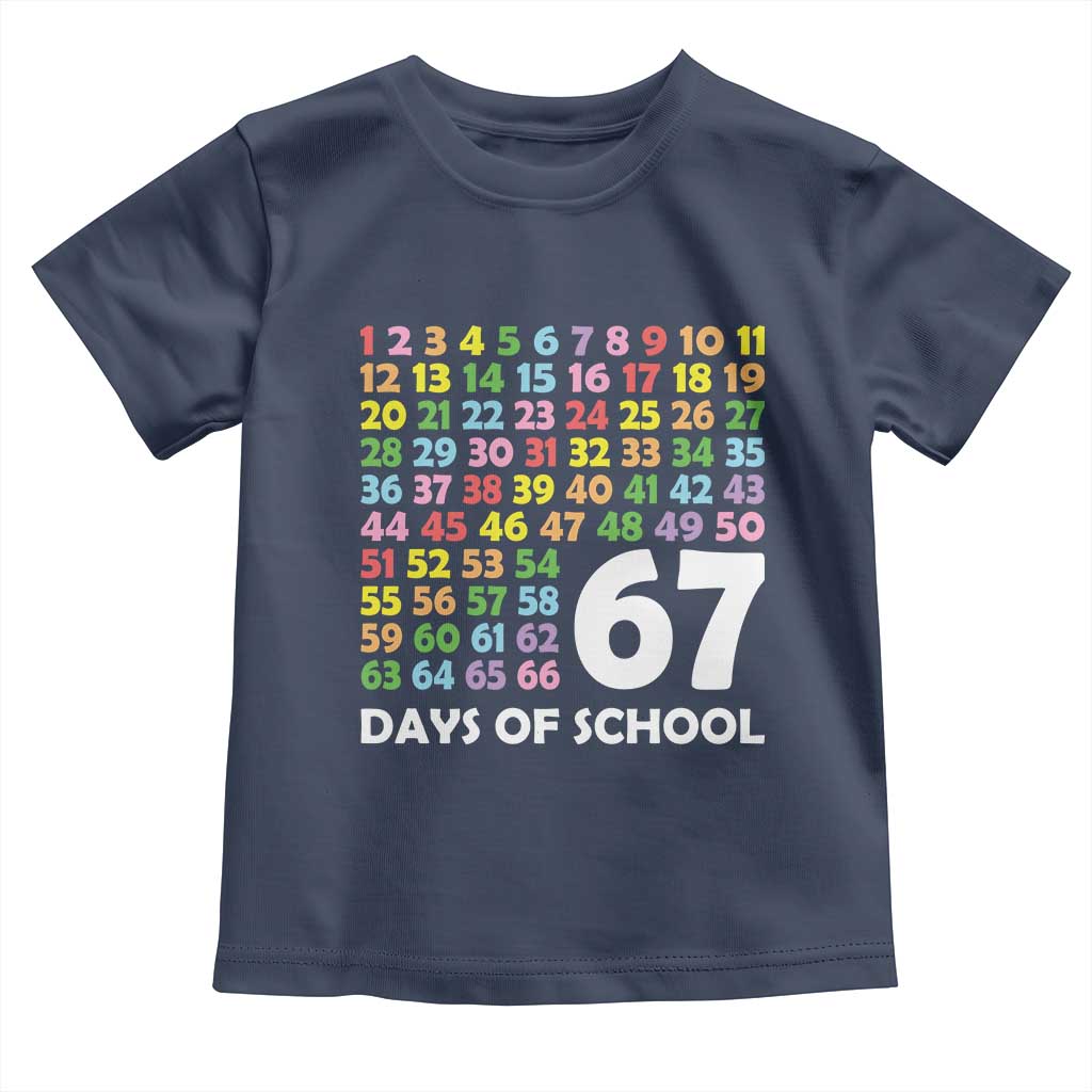 67 Days of School Toddler T Shirt Colorful Countdown Grid Milestone Classroom Fun - Wonder Print Shop