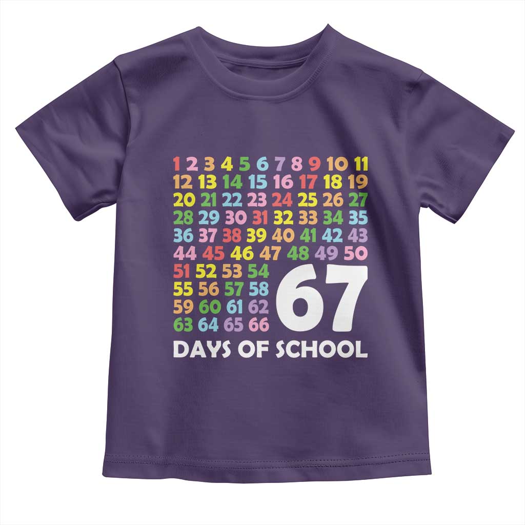 67 Days of School Toddler T Shirt Colorful Countdown Grid Milestone Classroom Fun - Wonder Print Shop