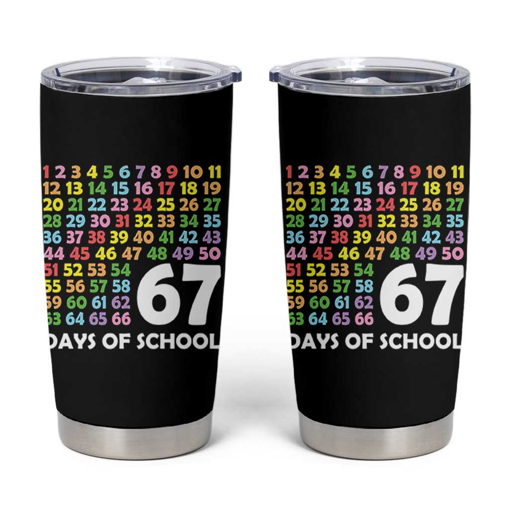 67 Days of School Tumbler Cup Colorful Countdown Grid Milestone Classroom Fun - Wonder Print Shop