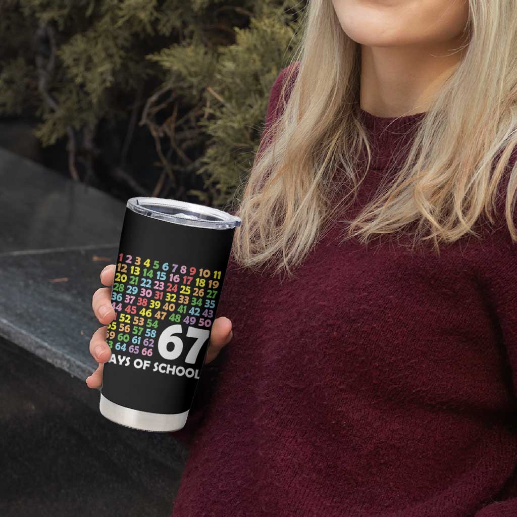 67 Days of School Tumbler Cup Colorful Countdown Grid Milestone Classroom Fun - Wonder Print Shop