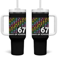 67 Days of School Tumbler With Handle Colorful Countdown Grid Milestone Classroom Fun - Wonder Print Shop