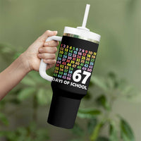 67 Days of School Tumbler With Handle Colorful Countdown Grid Milestone Classroom Fun - Wonder Print Shop