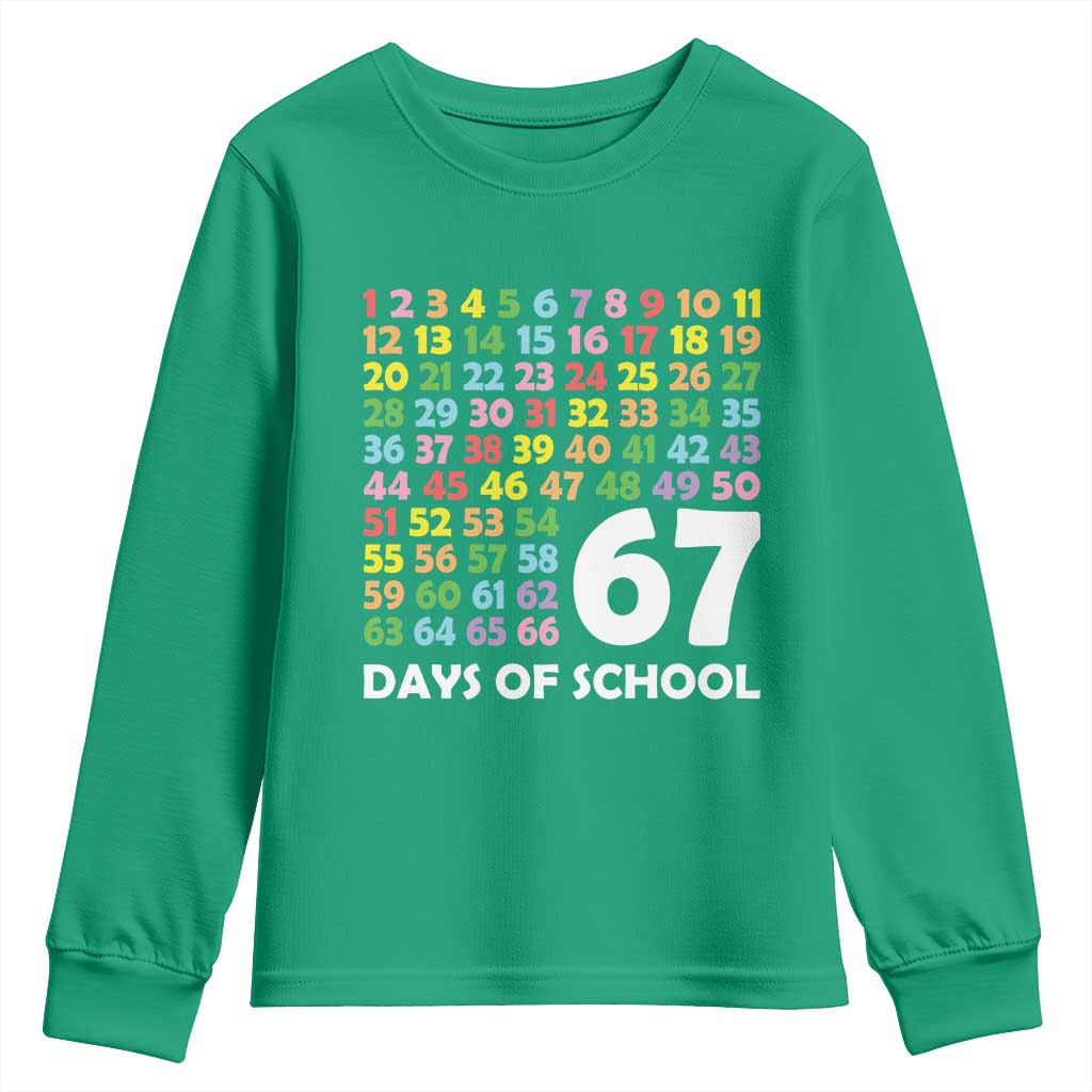 67 Days of School Youth Sweatshirt Colorful Countdown Grid Milestone Classroom Fun - Wonder Print Shop