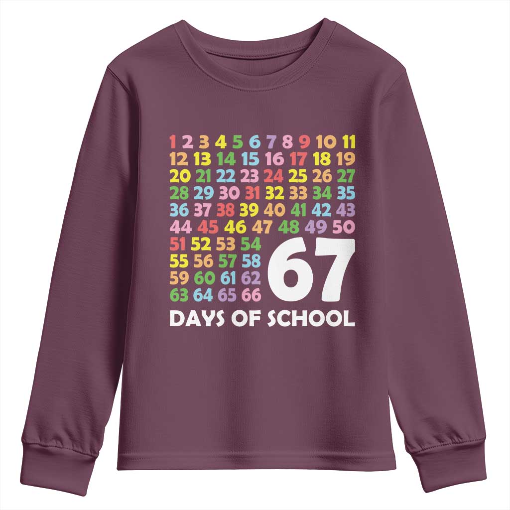 67 Days of School Youth Sweatshirt Colorful Countdown Grid Milestone Classroom Fun - Wonder Print Shop