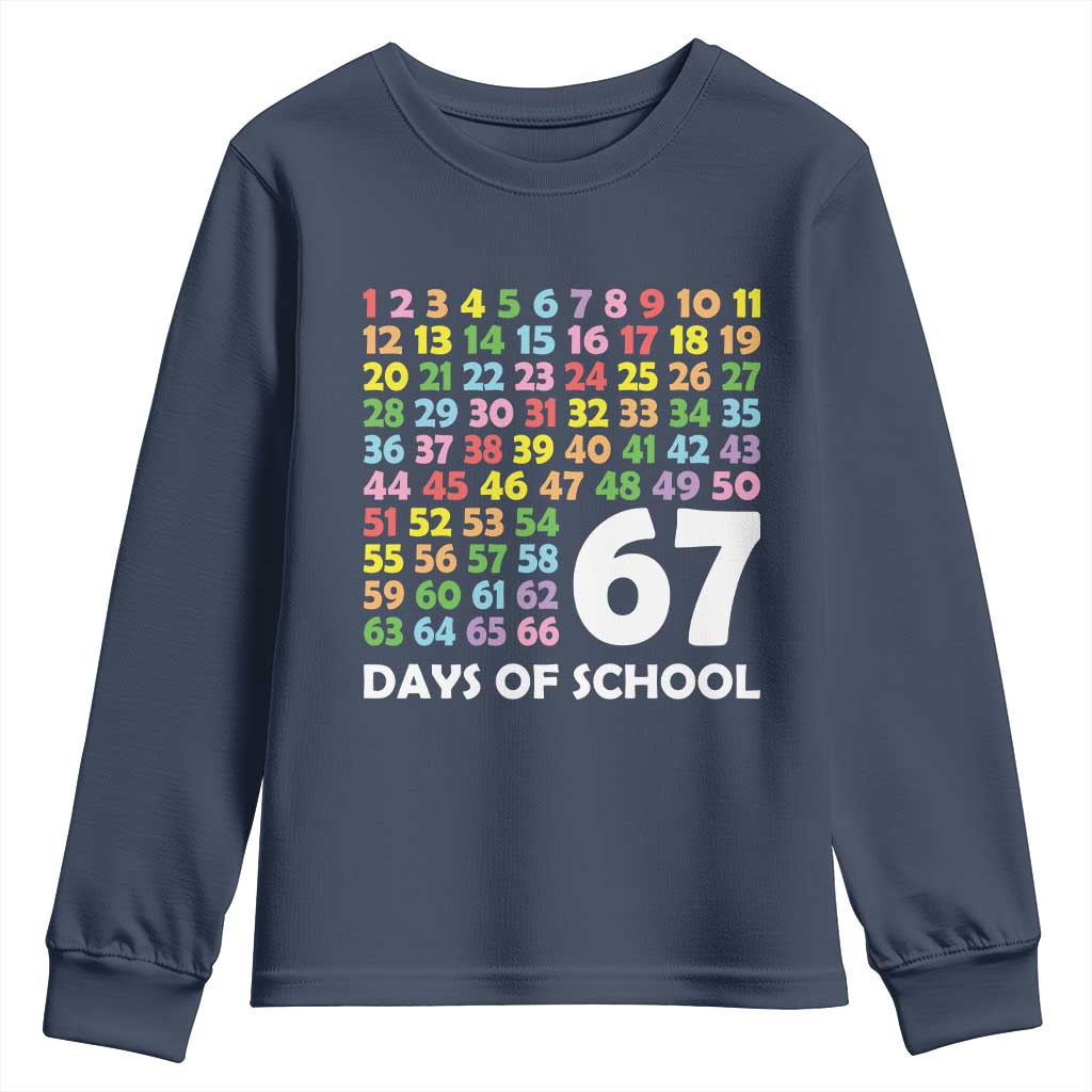 67 Days of School Youth Sweatshirt Colorful Countdown Grid Milestone Classroom Fun - Wonder Print Shop