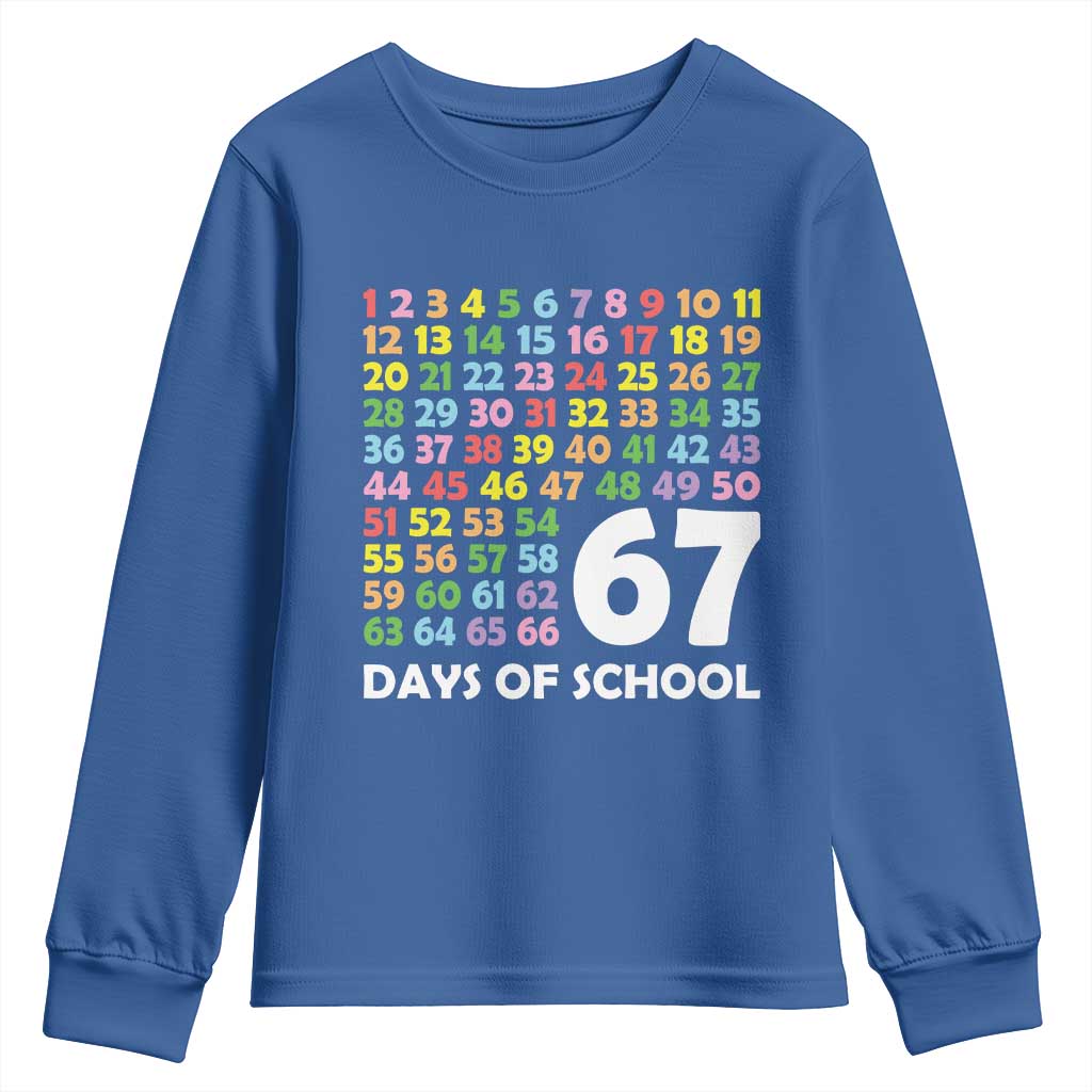67 Days of School Youth Sweatshirt Colorful Countdown Grid Milestone Classroom Fun - Wonder Print Shop