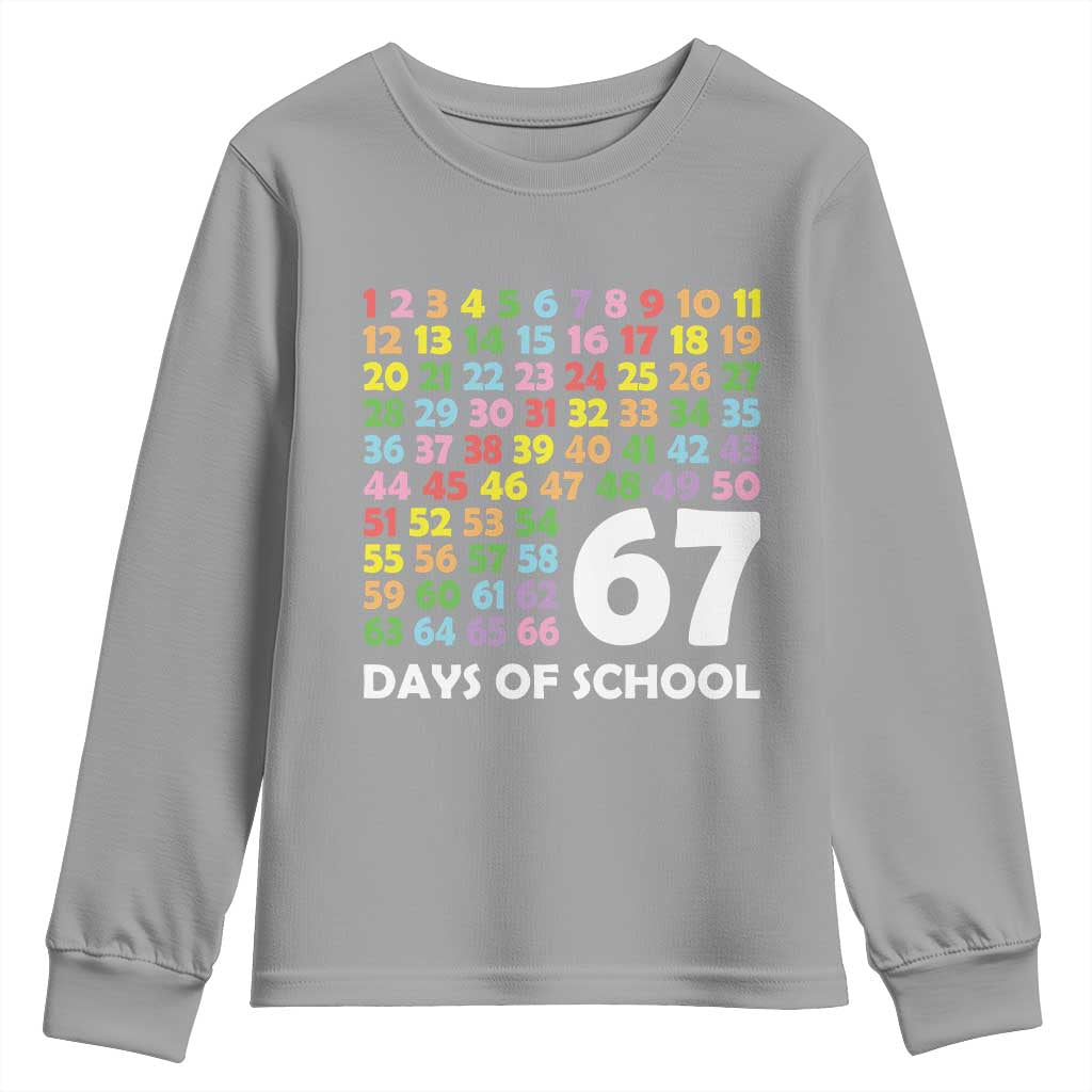 67 Days of School Youth Sweatshirt Colorful Countdown Grid Milestone Classroom Fun - Wonder Print Shop