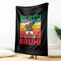 Six Seven Bruh Christmas Dabbing Throw Blanket Funny 67 Meme Retro Santa Kid Vibes - Wonder Print Shop