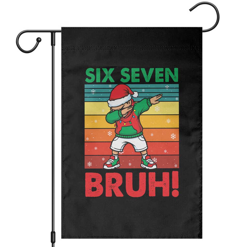 Six Seven Bruh Christmas Dabbing Garden Flag Funny 67 Meme Retro Santa Kid Vibes - Wonder Print Shop