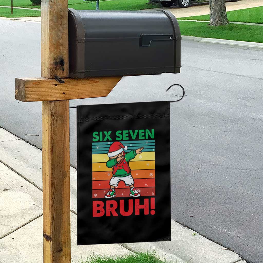 Six Seven Bruh Christmas Dabbing Garden Flag Funny 67 Meme Retro Santa Kid Vibes - Wonder Print Shop