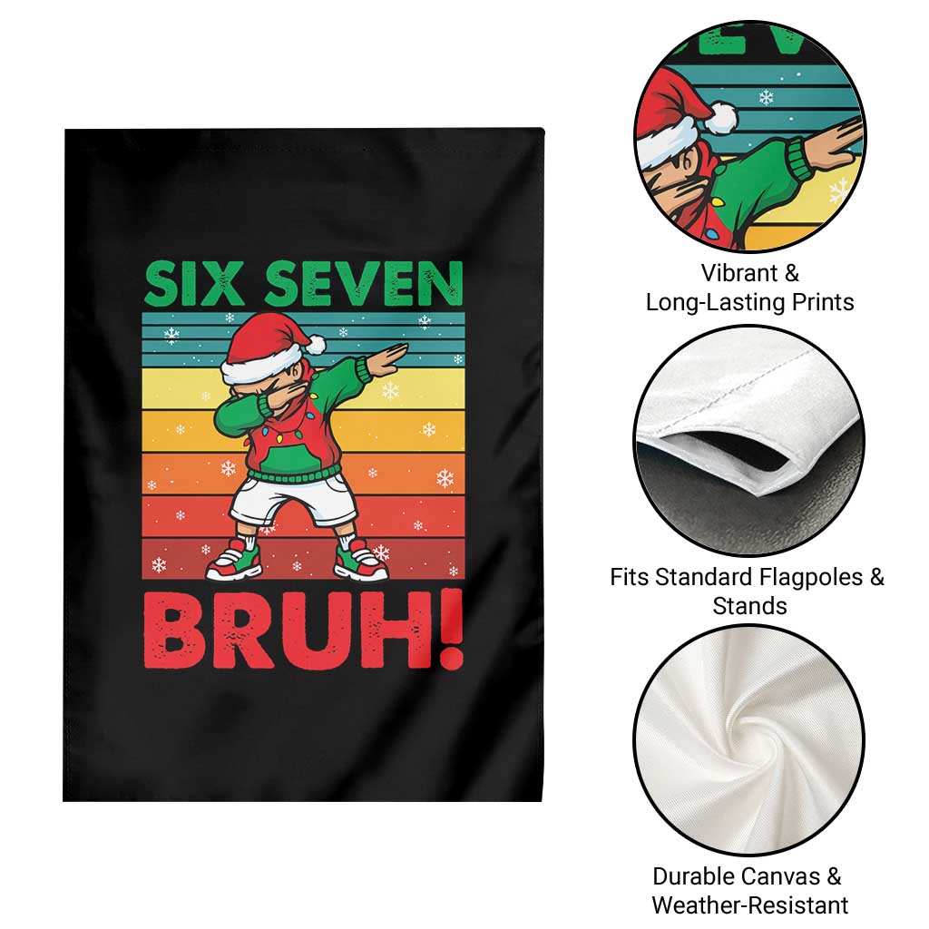 Six Seven Bruh Christmas Dabbing Garden Flag Funny 67 Meme Retro Santa Kid Vibes - Wonder Print Shop