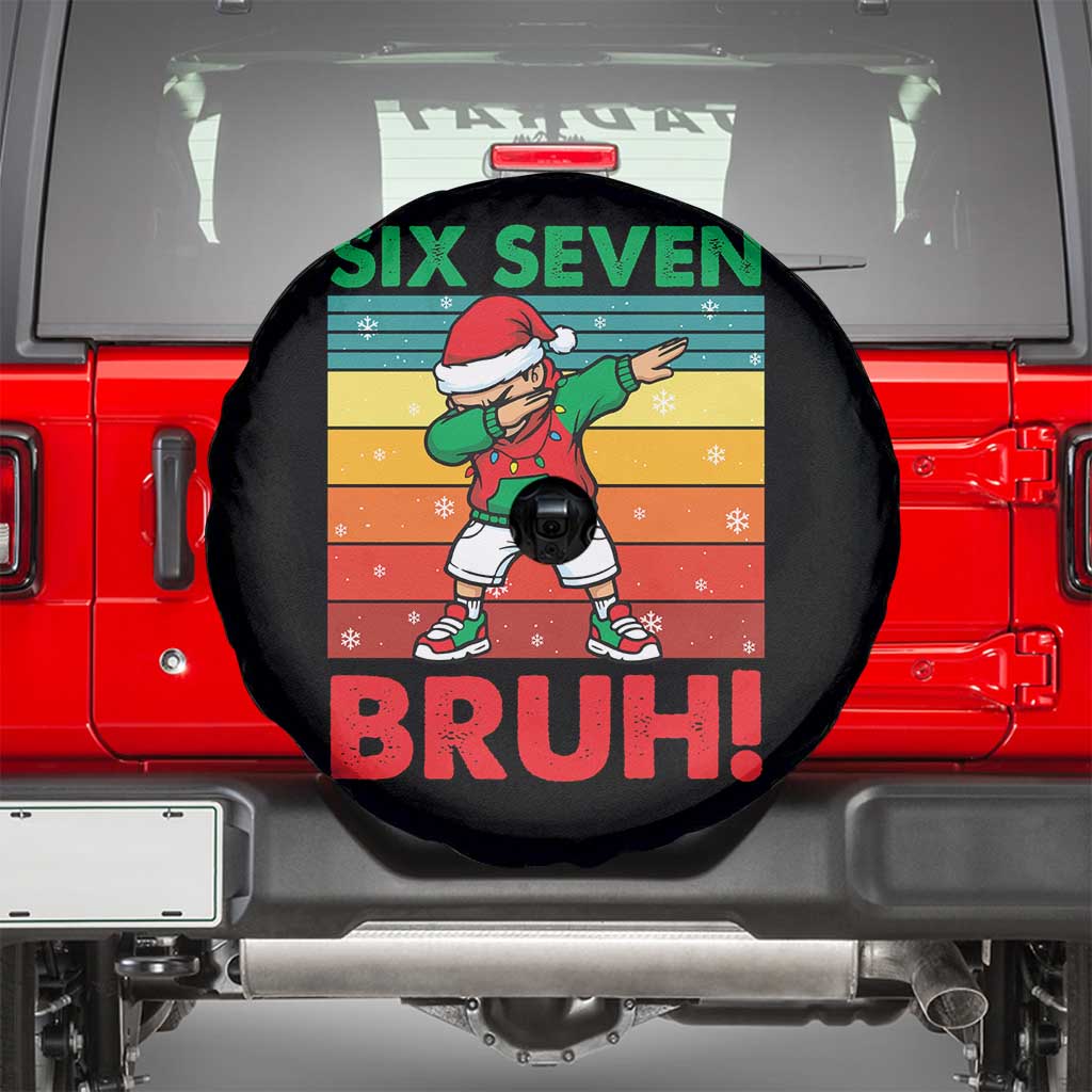 Six Seven Bruh Christmas Dabbing Spare Tire Cover Funny 67 Meme Retro Santa Kid Vibes - Wonder Print Shop