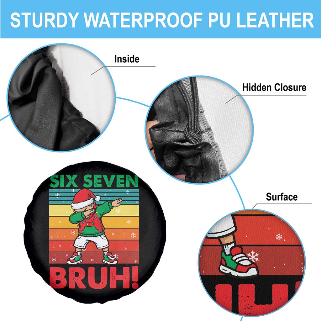 Six Seven Bruh Christmas Dabbing Spare Tire Cover Funny 67 Meme Retro Santa Kid Vibes - Wonder Print Shop