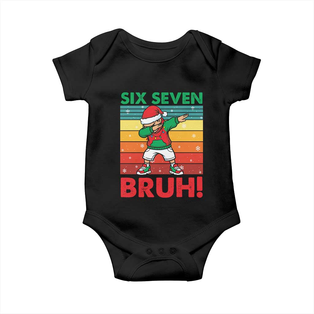 Six Seven Bruh Christmas Dabbing Baby Onesie Funny 67 Meme Retro Santa Kid Vibes - Wonder Print Shop