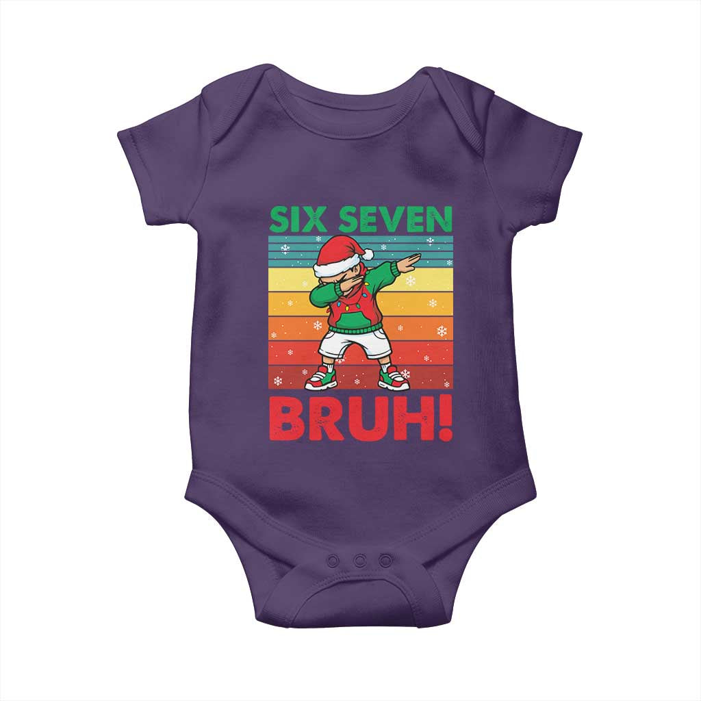 Six Seven Bruh Christmas Dabbing Baby Onesie Funny 67 Meme Retro Santa Kid Vibes - Wonder Print Shop