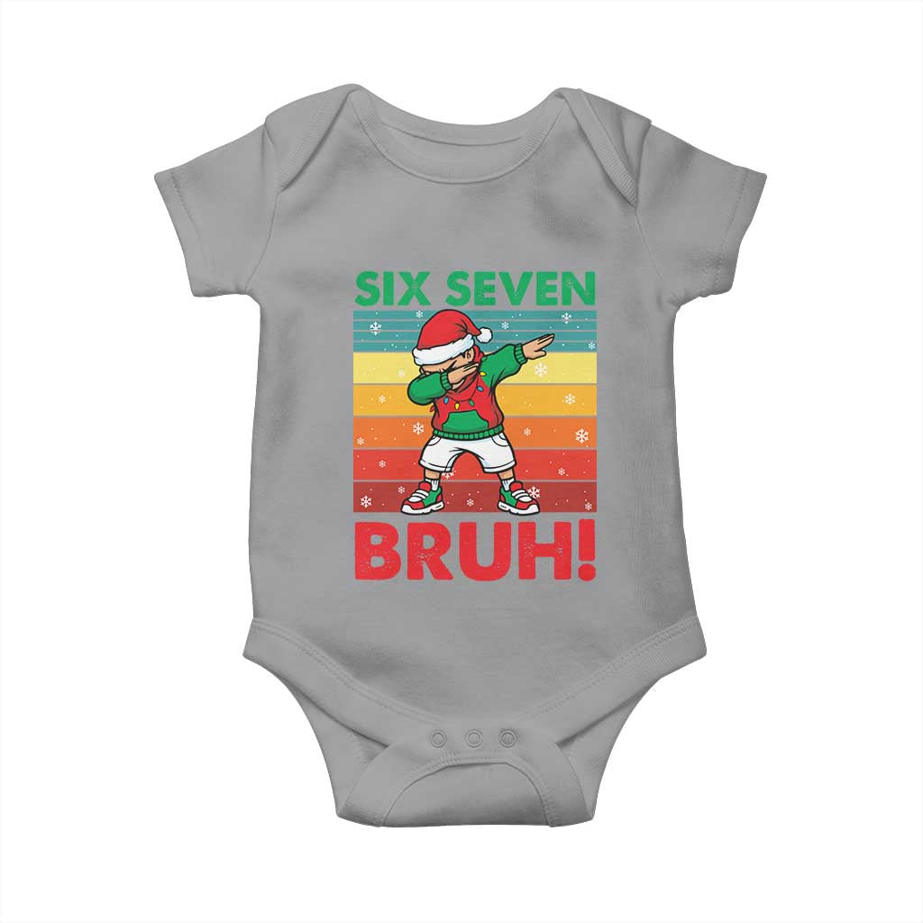 Six Seven Bruh Christmas Dabbing Baby Onesie Funny 67 Meme Retro Santa Kid Vibes - Wonder Print Shop