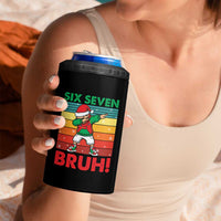 Six Seven Bruh Christmas Dabbing 4 in 1 Can Cooler Tumbler Funny 67 Meme Retro Santa Kid Vibes - Wonder Print Shop