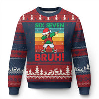 Six Seven Bruh Xmas Dabbing Ugly Christmas Sweater Funny 67 Meme Retro Santa Kid Vibes - Wonder Print Shop