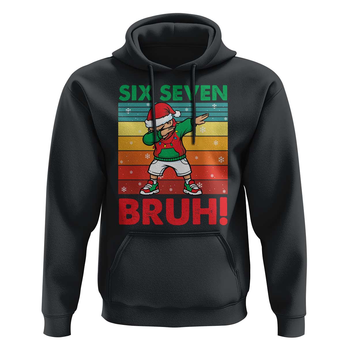 Six Seven Bruh Christmas Dabbing Hoodie Funny 67 Meme Retro Santa Kid Vibes - Wonder Print Shop