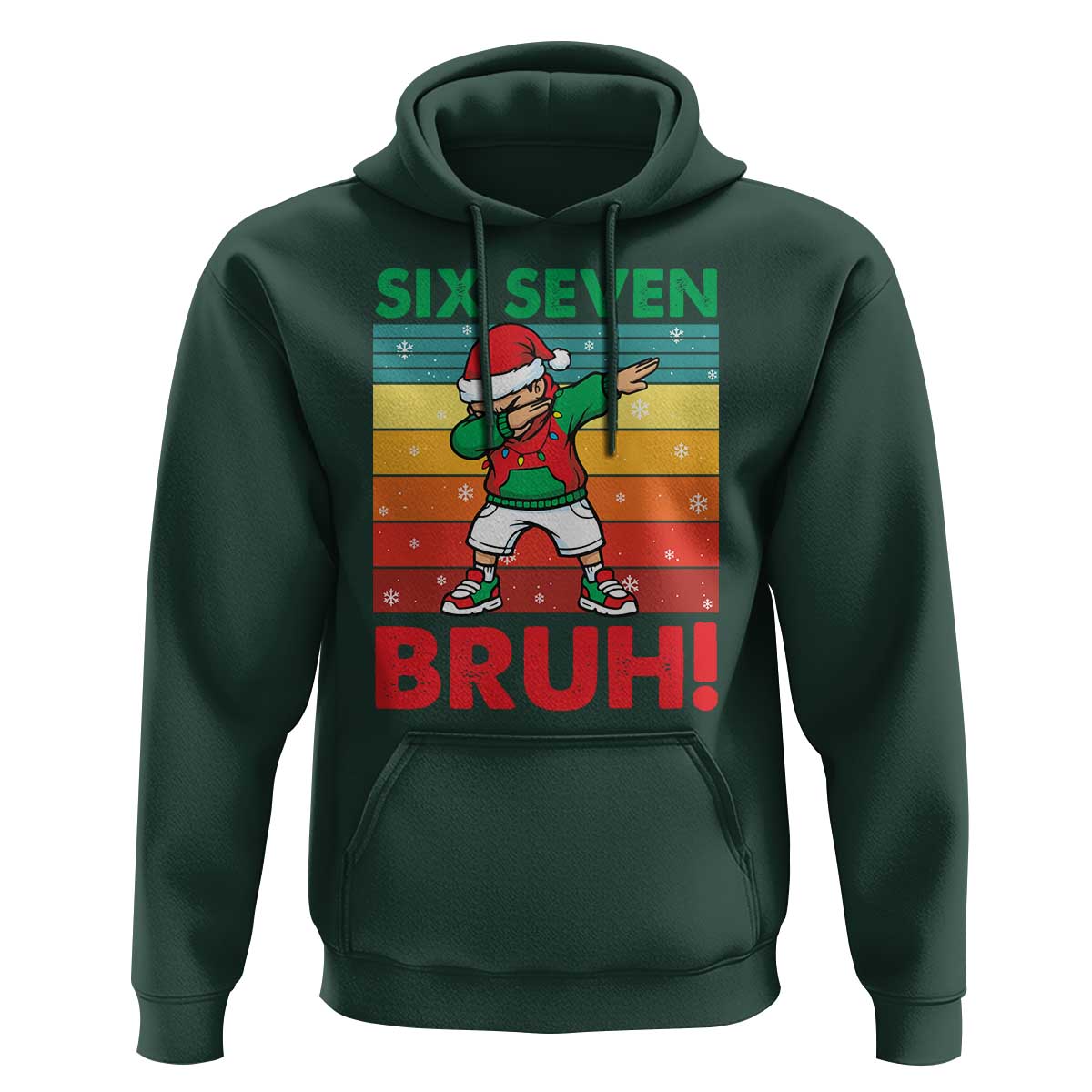 Six Seven Bruh Christmas Dabbing Hoodie Funny 67 Meme Retro Santa Kid Vibes - Wonder Print Shop