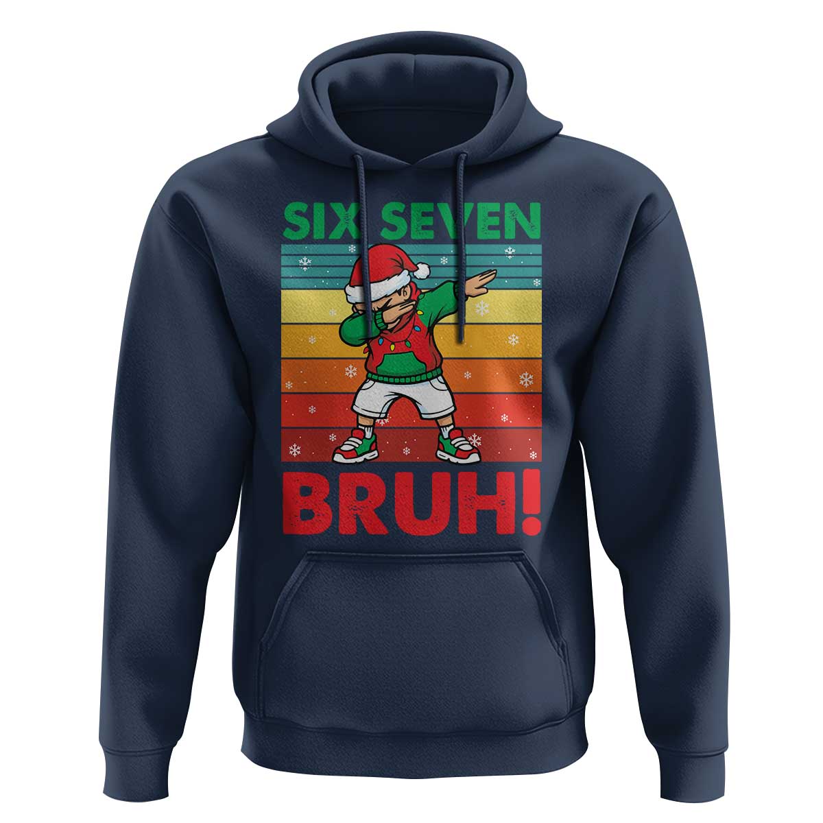 Six Seven Bruh Christmas Dabbing Hoodie Funny 67 Meme Retro Santa Kid Vibes - Wonder Print Shop