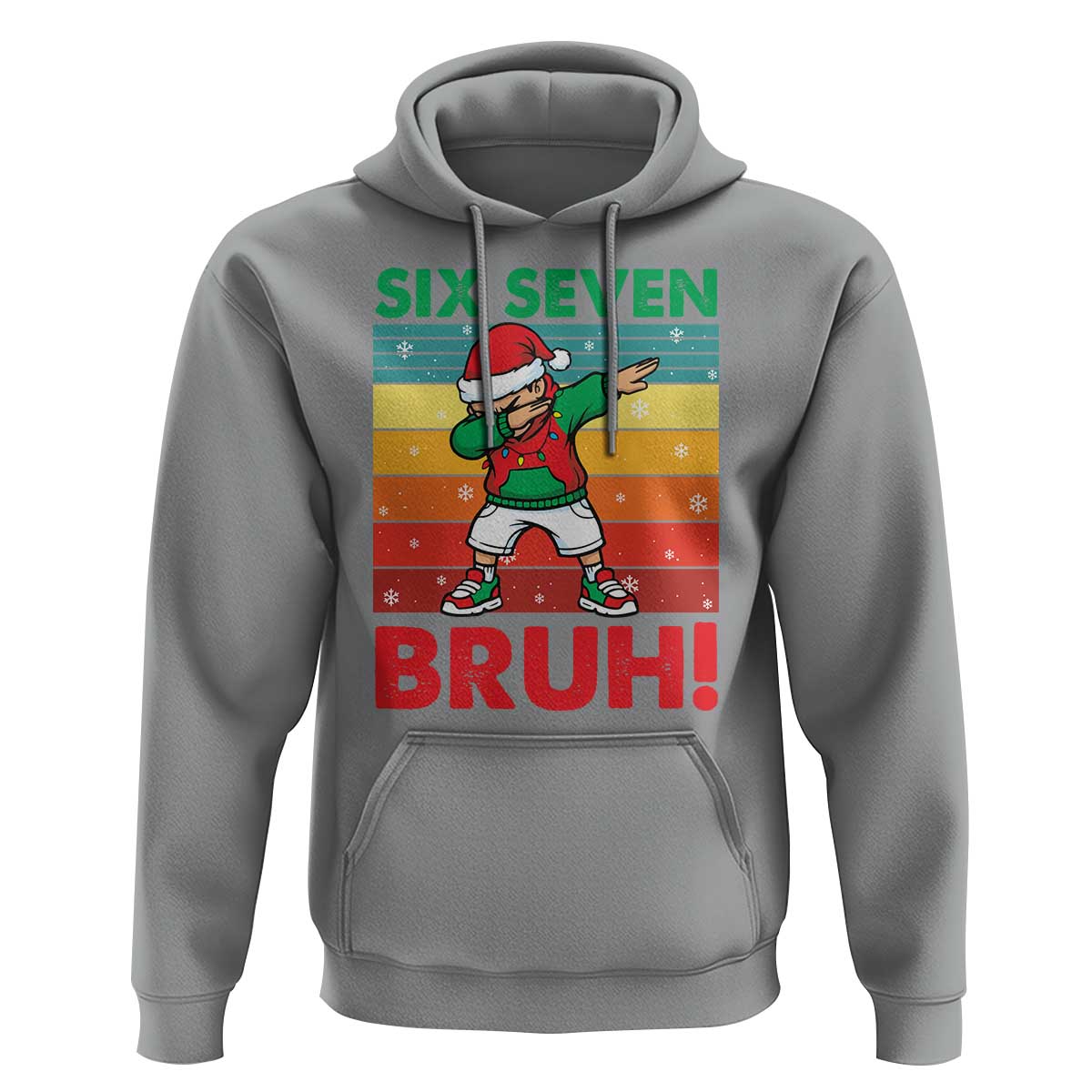Six Seven Bruh Christmas Dabbing Hoodie Funny 67 Meme Retro Santa Kid Vibes - Wonder Print Shop