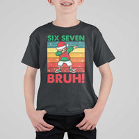 Six Seven Bruh Christmas Dabbing T Shirt For Kid Funny 67 Meme Retro Santa Kid Vibes - Wonder Print Shop